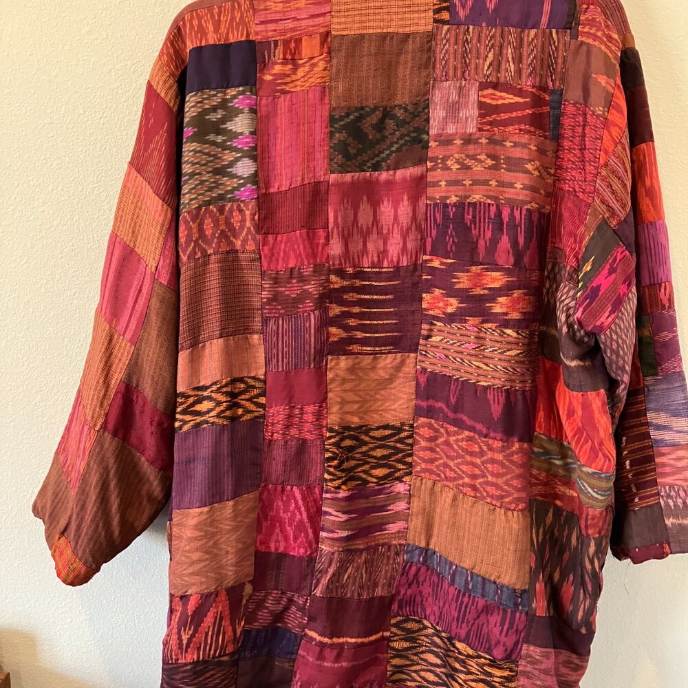 Unique Silk Upcycled Boho Patchwork Jacket - Mult… - image 2